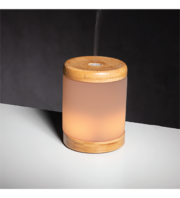 Cylinder Ultrasonic Diffuser - Glass and Bamboo Top & Bottom 